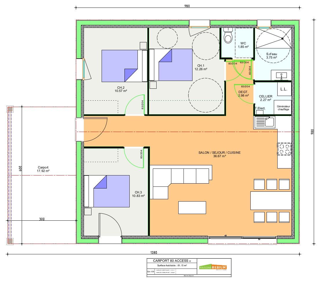 Plan Maison M Plain Pied Sans Garage Ventana Blog